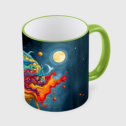 Кружка цветная Креативный мозг / 3D-Светло-зеленый кант – фото 1