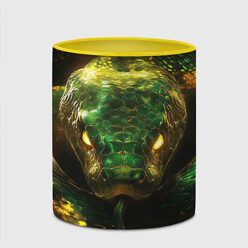 Кружка цветная Светящаяся зелёная змея / 3D-Белый + желтый – фото 2