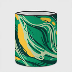 Кружка 3D Абстрактные полосы в зелёных тонах, цвет: 3D-черный кант — фото 2
