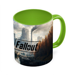 Кружка 3D Fallout - brotherhood of steel armour, цвет: 3D-белый + светло-зеленый