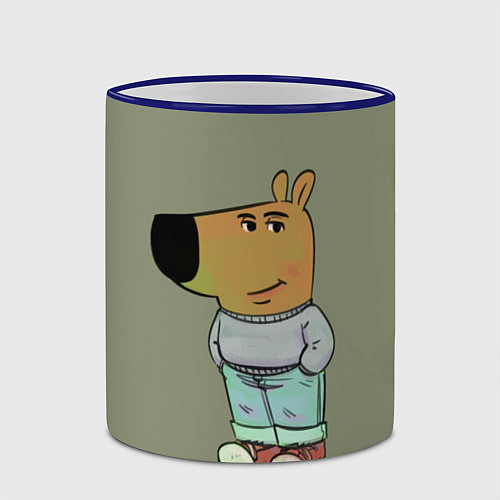 Кружка цветная Чиловый парень - мем / 3D-Синий кант – фото 2