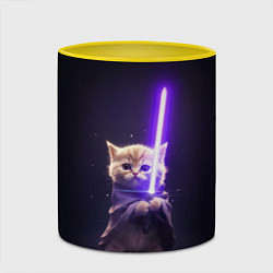 Кружка 3D Котик джедай, цвет: 3D-белый + желтый — фото 2