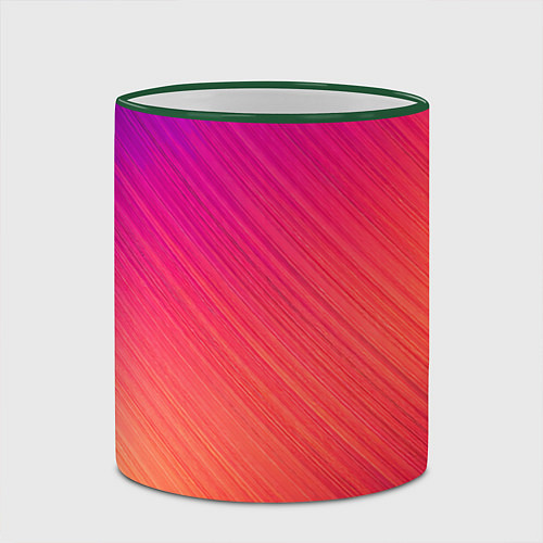 Кружка цветная Градиент в косую полоску / 3D-Зеленый кант – фото 2