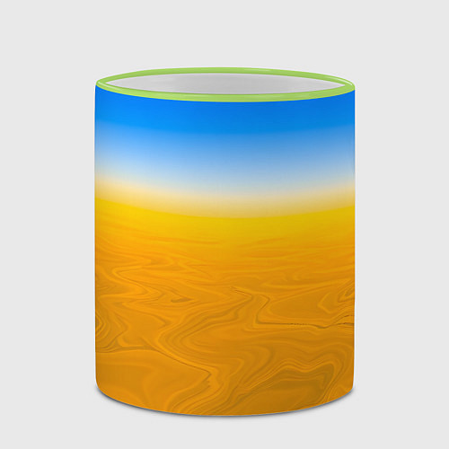 Кружка цветная Пустыня абстракция / 3D-Светло-зеленый кант – фото 2