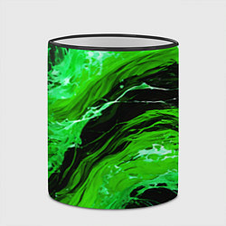 Кружка 3D Зелёные брызги на чёрном фоне, цвет: 3D-черный кант — фото 2