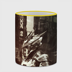 Кружка 3D Кибернетический бронированный андроид, цвет: 3D-желтый кант — фото 2