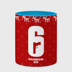 Кружка 3D Новогодний Rainbow Six с оленями, цвет: 3D-белый + небесно-голубой — фото 2