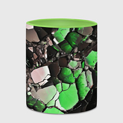 Кружка 3D Чёрно-зелёный камень, цвет: 3D-белый + светло-зеленый — фото 2