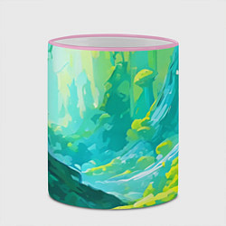 Кружка 3D Зелёная кислотная абстракция, цвет: 3D-розовый кант — фото 2