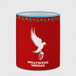 Кружка 3D Hollywood Undead new year, цвет: 3D-небесно-голубой кант — фото 2