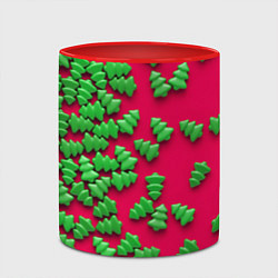 Кружка 3D Веселые елочки, цвет: 3D-белый + красный — фото 2