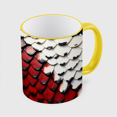 Кружка цветная Змеиная броня / 3D-Желтый кант – фото 1