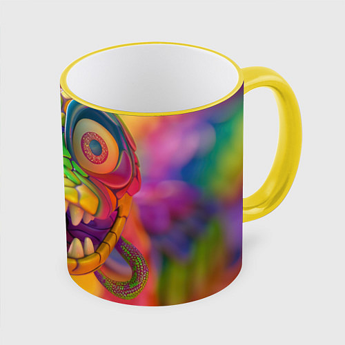 Кружка цветная Радужная змея / 3D-Желтый кант – фото 1