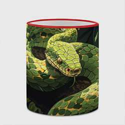 Кружка 3D Змея в траве, цвет: 3D-красный кант — фото 2