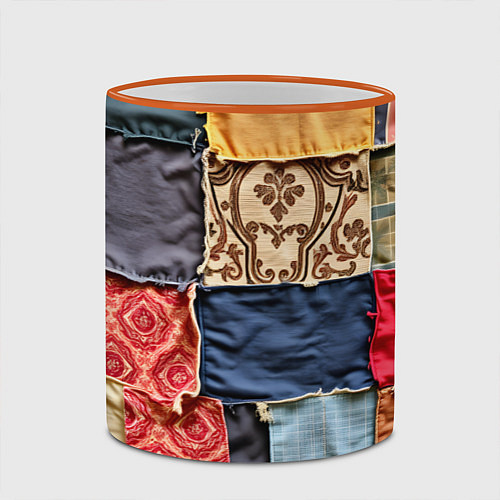 Кружка цветная Яркий пэчворк / 3D-Оранжевый кант – фото 2