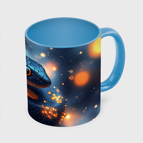 Кружка цветная Новогодняя змея 2025 / 3D-Белый + небесно-голубой – фото 1