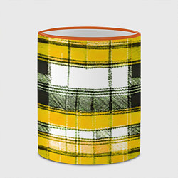 Кружка 3D Чёрные полосы на жёлто-белом фоне, цвет: 3D-оранжевый кант — фото 2