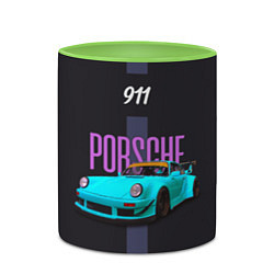 Кружка 3D Немецкий автомобиль Porsche 911, цвет: 3D-белый + светло-зеленый — фото 2