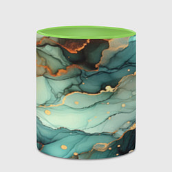 Кружка 3D Бирюзовый узор с оранжевыми вставками, цвет: 3D-белый + светло-зеленый — фото 2
