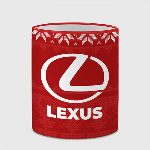 Кружка цветная Новогодний Lexus / 3D-Красный кант – фото 2