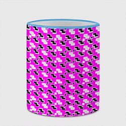 Кружка 3D Чёрно-белые фигуры на розовом фоне, цвет: 3D-небесно-голубой кант — фото 2