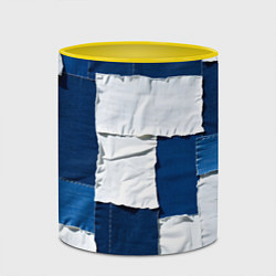 Кружка 3D Джинсовый пэчворк, цвет: 3D-белый + желтый — фото 2