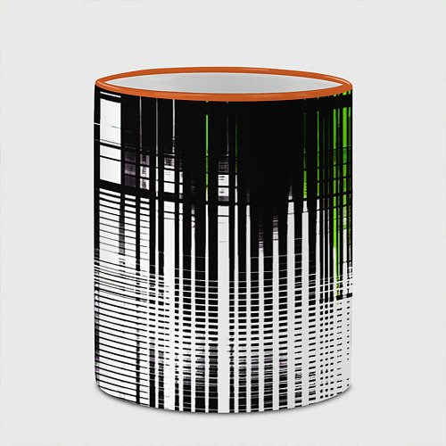 Кружка цветная Зелёно-чёрный гранж на белом фоне / 3D-Оранжевый кант – фото 2
