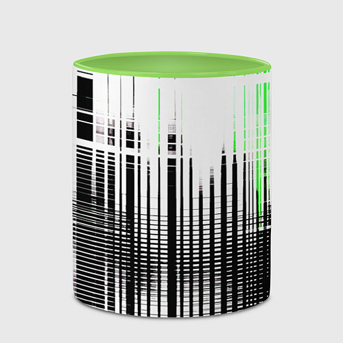 Кружка цветная Зелёно-чёрный гранж на белом фоне / 3D-Белый + светло-зеленый – фото 2