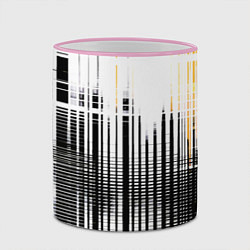 Кружка 3D Жёлто-чёрный гранж на белом фоне, цвет: 3D-розовый кант — фото 2