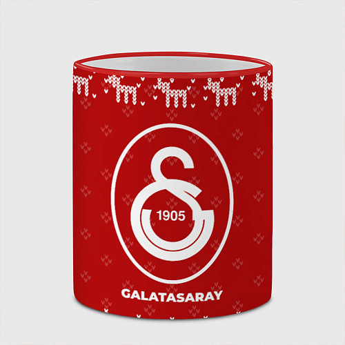 Кружка цветная Новогодний Galatasaray с оленями / 3D-Красный кант – фото 2