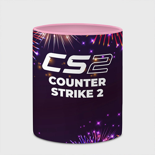 Кружка цветная Праздничный Counter Strike 2 / 3D-Белый + розовый – фото 2