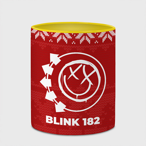 Кружка цветная Новогодний Blink 182 / 3D-Белый + желтый – фото 2