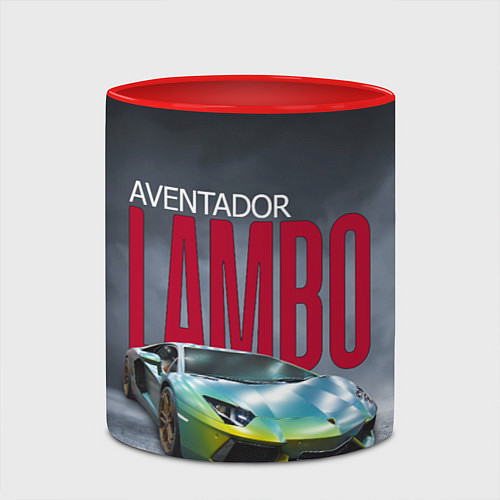 Кружка цветная Итальянский суперкар Lambo Aventador / 3D-Белый + красный – фото 2