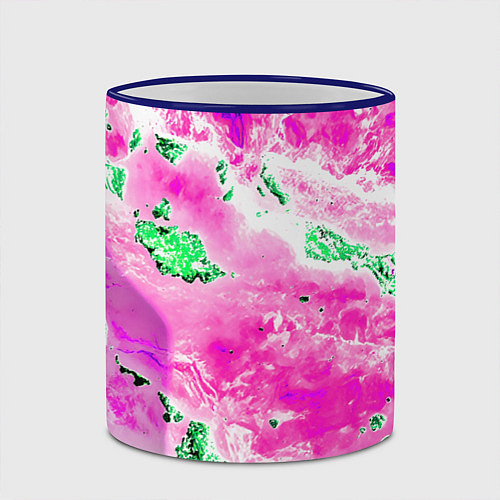 Кружка цветная Розово-зелёная абстракция / 3D-Синий кант – фото 2