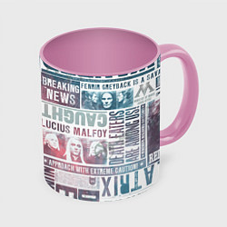 Кружка 3D Паттерн газеты - Гарри Поттер Сириус Блэк и Люциус, цвет: 3D-белый + розовый