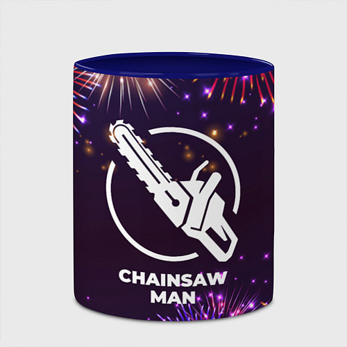 Кружка цветная Праздничный Chainsaw Man / 3D-Белый + синий – фото 2