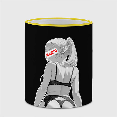 Кружка цветная Frieren sexy - Sousou no frieren / 3D-Желтый кант – фото 2