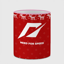 Кружка 3D Новогодний Need for Speed с оленями, цвет: 3D-розовый кант — фото 2