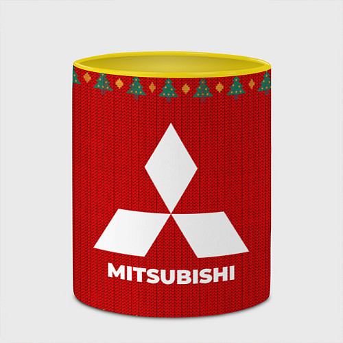 Кружка цветная Mitsubishi new year / 3D-Белый + желтый – фото 2