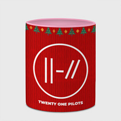 Кружка 3D Twenty One Pilots new year, цвет: 3D-белый + розовый — фото 2