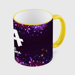 Кружка 3D Праздничный Asking Alexandria, цвет: 3D-желтый кант