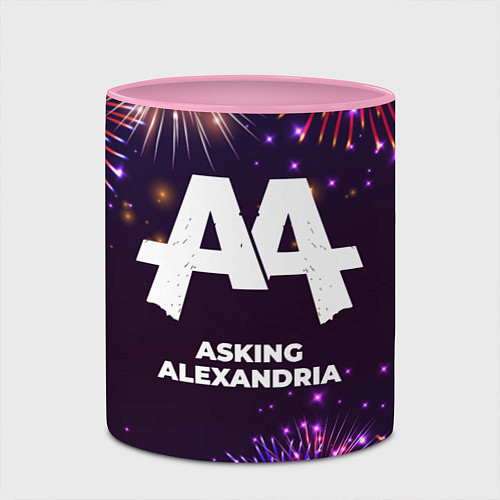 Кружка цветная Праздничный Asking Alexandria / 3D-Белый + розовый – фото 2