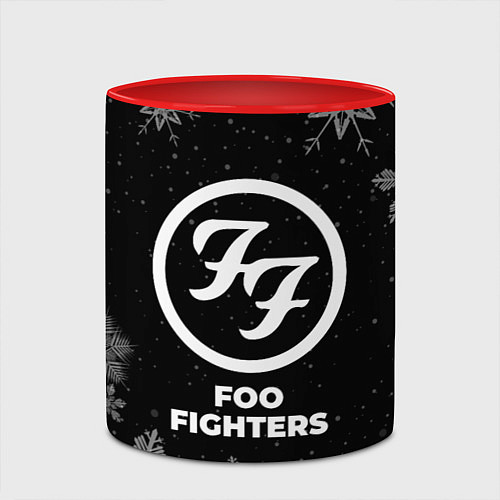 Кружка цветная Снежный Foo Fighters / 3D-Белый + красный – фото 2