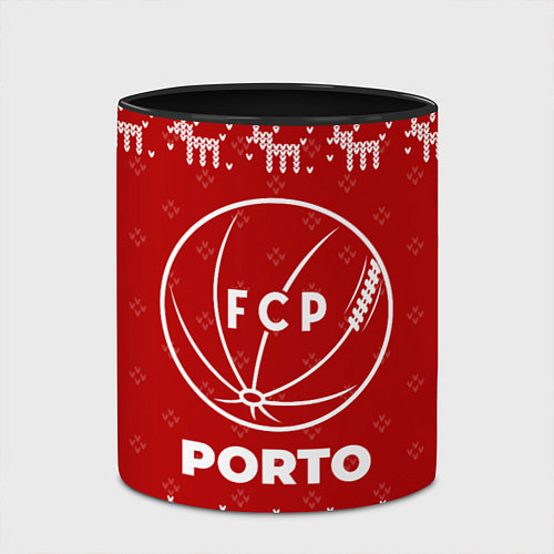 Кружка цветная Новогодний Porto с оленями / 3D-Белый + черный – фото 2