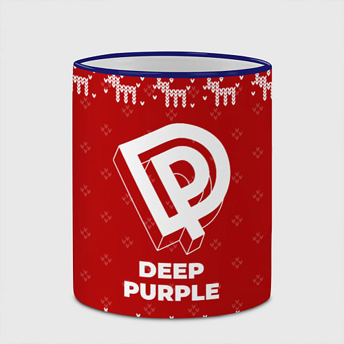 Кружка цветная Новогодний Deep Purple с оленями / 3D-Синий кант – фото 2