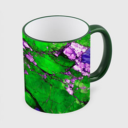 Кружка 3D A purple mineral in a green stone, цвет: 3D-зеленый кант