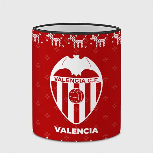 Кружка цветная Новогодний Valencia с оленями / 3D-Черный кант – фото 2