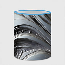 Кружка 3D Полированный серебряный металл, цвет: 3D-небесно-голубой кант — фото 2