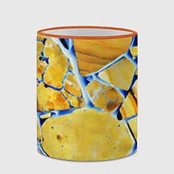 Кружка 3D Жёлто-синяя абстракция, цвет: 3D-оранжевый кант — фото 2
