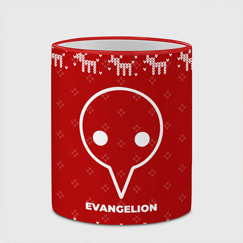 Кружка цветная Новогодний Evangelion с оленями / 3D-Красный кант – фото 2